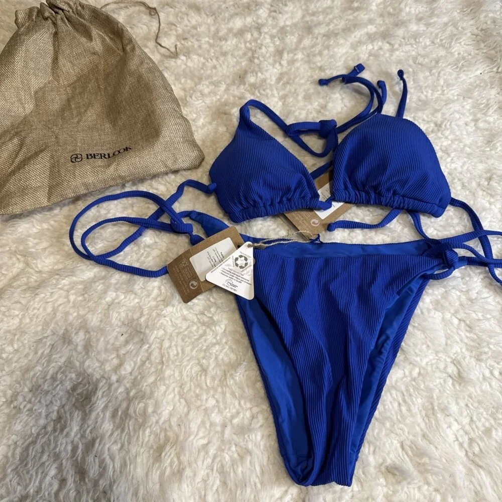 Berlook Two Piece Royal Blue String Bikini Swimsuit Size M Medium NWT NEW W Bag - Picture 15 of 16